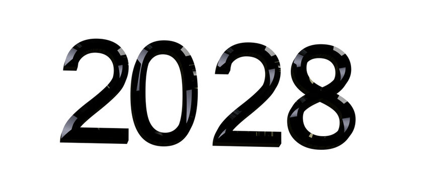 2028 in a striking black font on a clean white backdrop, perfect for New Year, planning, and future