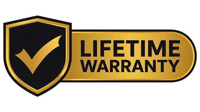 Lifetime warranty shield badge symbol representing guarantee quality assurance and long term product trust