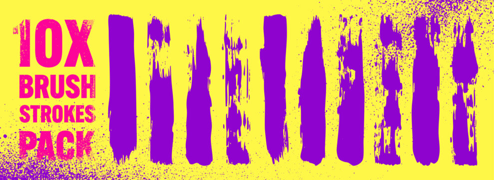 Grunge neon brush strokes, lines, ink smudges, hand-drawn scribble shapes. Handmade sketchy marks, stains, charcoal streaks. Paint textures, dry brush effect. Marker underline. Vector illustration
