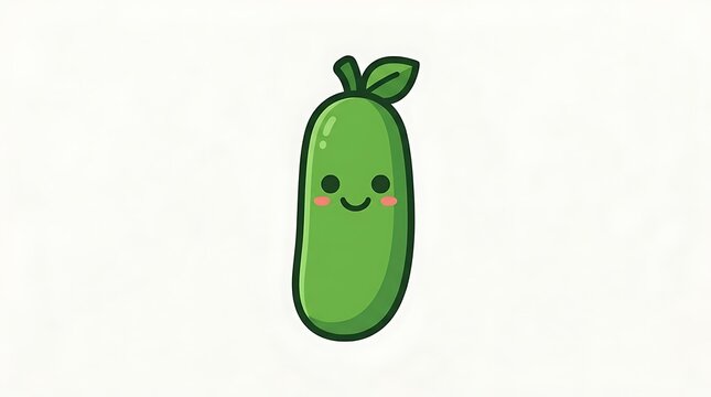 Cute cartoon cucumber smiling face.