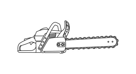 Fototapeta premium Chainsaw outline on a white background silhouette