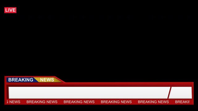 Live Breaking News. template transparent. Seamless loop 4K video