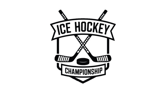 Black and white minimalist icon illustrates ice hockey championship