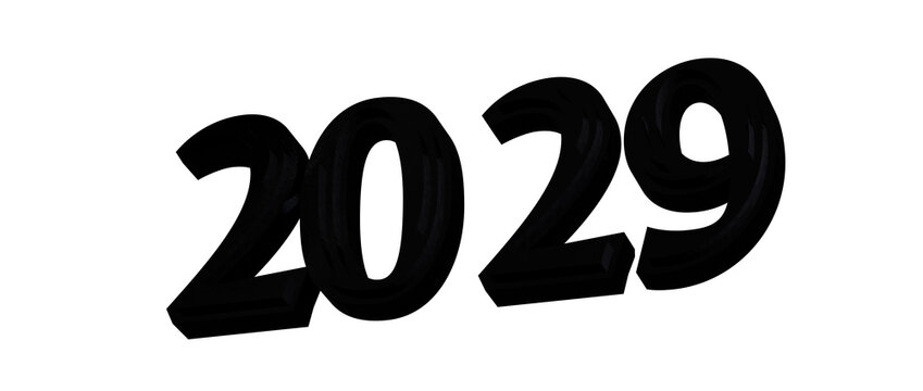 The numbers 2029 rendered in a bold black 3D style on a clean white background.
