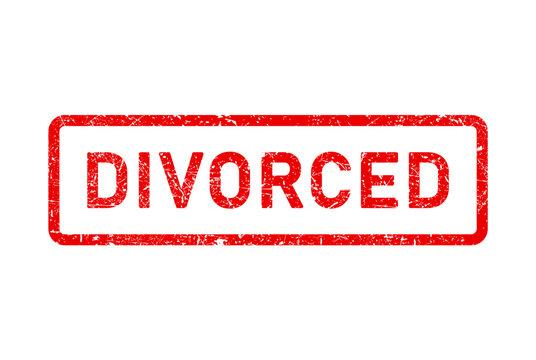 Divorced stamp, end of married life or divorce seal, shabby stamp, vector