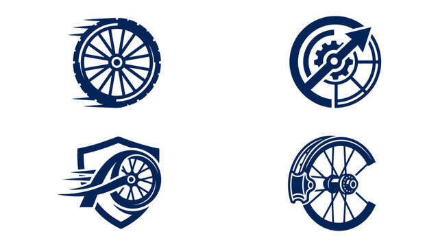 Wheel Set Collection: A dynamic compilation of stylized wheel designs, each embodying the spirit of motion and progress. These striking graphics represent concepts of speed, innovation.