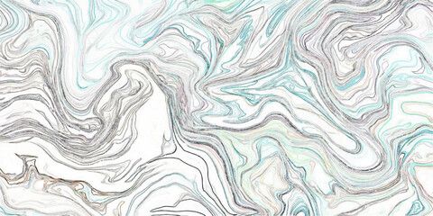 Abstract seamless vector design featuring blue floral ornaments and psychedelic water wave patterns for a decorative textile wallpaper backdrop. © ATIA