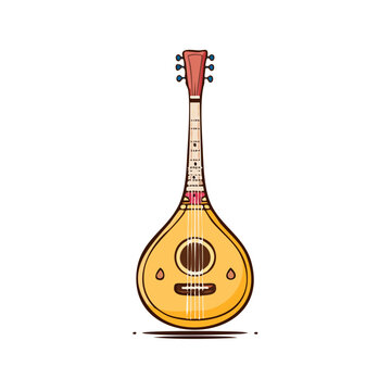 Traditional Stringed Musical Instrument with Pear-Shaped Body and Four Tuning Pegs