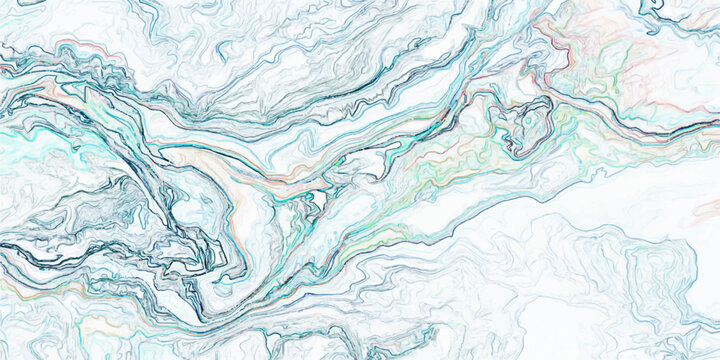 Abstract blue watercolor background with a cold winter frost texture and icy crystal patterns on frozen window glass.