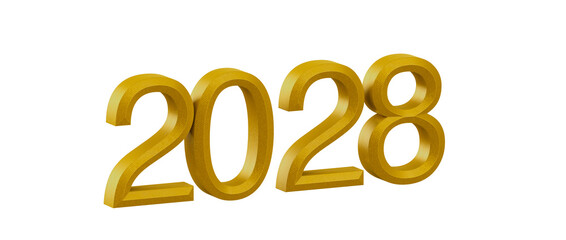 Bold golden 2028 number on white background, perfect for new year greetings and future related proje © vegefox.com