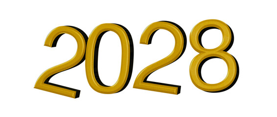 Illustration of the year 2028 in a golden font. Perfect for new year greetings, event ann © vegefox.com