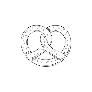 Hand Drawn Classic Pretzel Illustration with Salt Sprinkles
