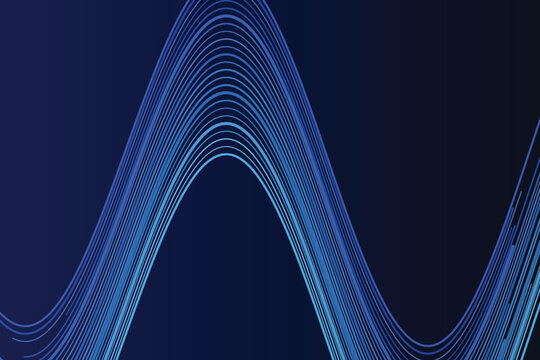 Flowing blue waves of thin lines on dark navy background, abstract curves