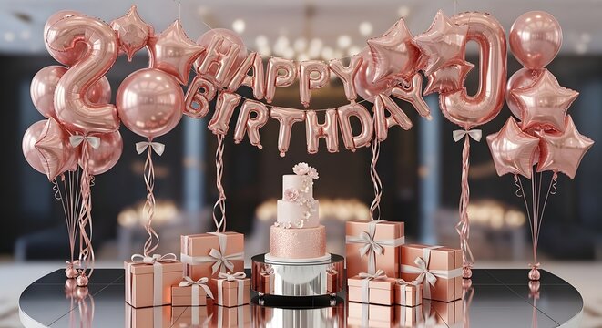 Birthday party table setup with cake and candles