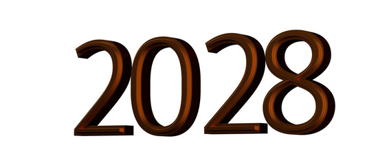 3D render of the year 2028, isolated on white background, perfect for new year greetings and future © vegefox.com