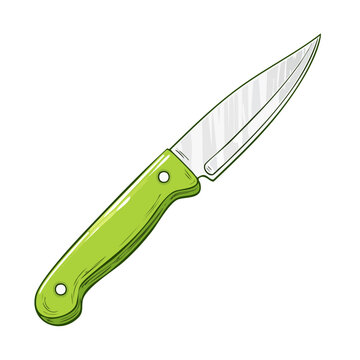 Sharp kitchen paring knife with a vibrant green handle for food preparation and cooking tasks