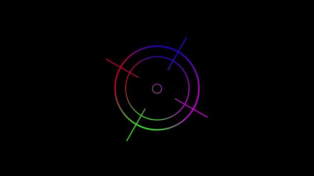 Various color Glowing Target Reticle on Dark Background Symbolizing Focus and Accuracy. Red Targeting Reticle. 