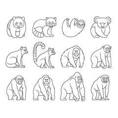 Obraz premium Various animal line drawings collection.