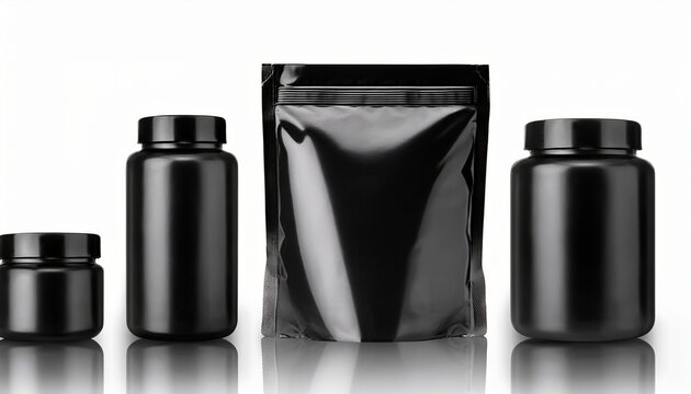 doypack black mockup for food or cosmetic products isolated on white background