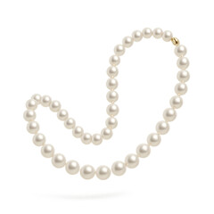 Obraz premium Elegant pearl necklace with gold clasp on transparent background isola