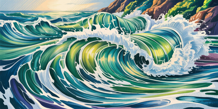 Abstract blue wave seamless ocean ripple background design with flowing water pattern and soft motion texture
