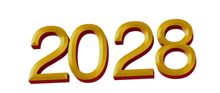 Stylish 3D gold 2028 text, perfect for New Year celebrations, financial predictions and future conce