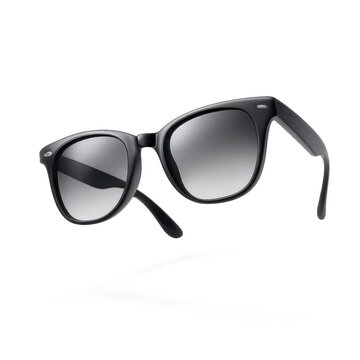 Stylish Black Sunglasses with Gradient Lenses on Transparent Backgroun