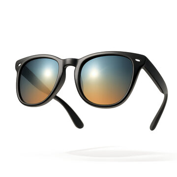 Stylish Sunglasses with Mirrored Lenses on Transparent Background
