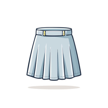 Stylized Light Blue Pleated Mini Skirt with Belt Detail
