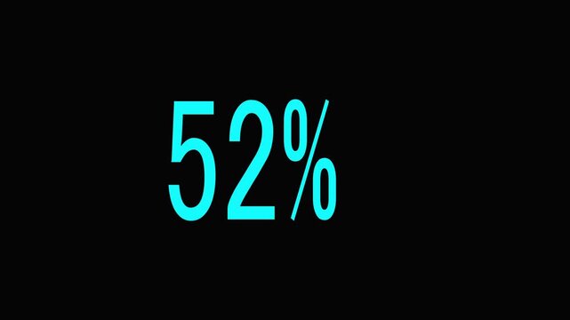 Animated progress bar: cyan percentage counter on black background, animation loading