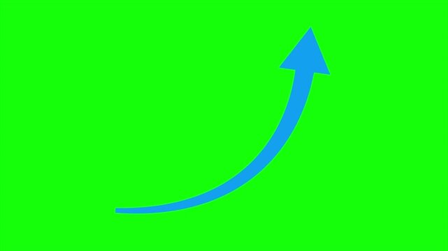 Upward arrow growth animation on green screen background for business success increase trend indicator financial progress motion graphic video editing