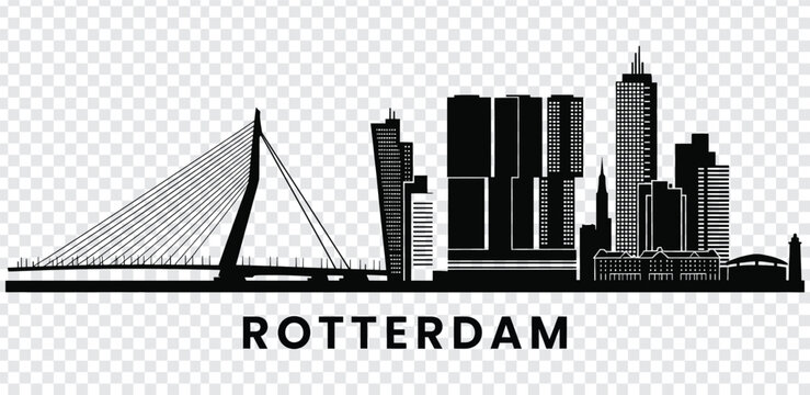 Rotterdam netherlands city skyline silhouette vector illustration