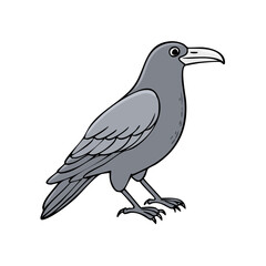 Fototapeta premium Cartoon illustration of a standing gray bird with sharp claws and beak