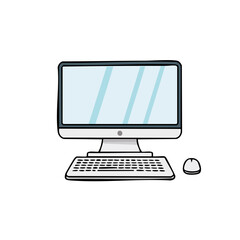 Fototapeta premium Digital All-in-One Computer with Keyboard and Mouse Illustration