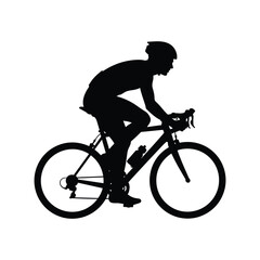 Obraz premium Road bicycle racer silhouette vector illustration line art black and white bike rider.