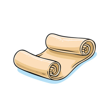 Ancient Rolled Parchment Scroll Unfurling Document for Historical Records and Manuscripts