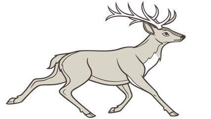Fototapeta premium Deer Silhouette with Antlers Vector Illustration