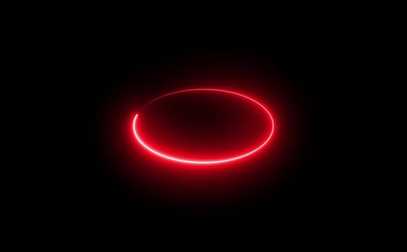 Bright neon circular line frame repetitive animation on black background. Neon light trail circle- Gradient neon circle frame loading icon animation. Cyan circle glow border concept blinking lines.