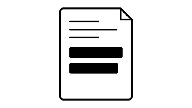 Data Masking and Redaction Vector Icon Featuring a Document with Censored Text Blocks, Minimalist Black Line Illustration with Editable Stroke for Privacy, Security, and Confidentiality.