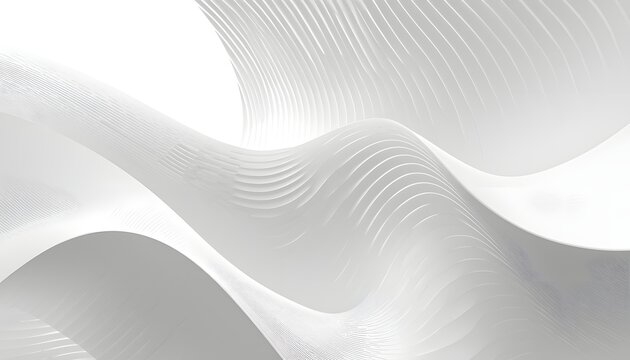 Parametric architecture pattern with flowing white curves in soft studio lighting, showcasing modern design and futuristic aesthetic