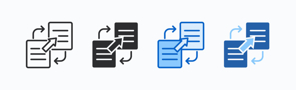 Replication Icon Sheet Multiple Style Collection Isolated Vector