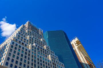 Obraz premium Skyscrapers reaching for the sky in Lower Manhattan Financial District