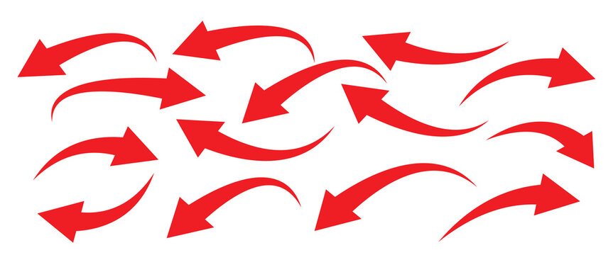 Arrow sign in flat style. Wind movement image, process repeat symbol, rotation. Vector illustration.  Curved arrow icons. curved arrows set. Arrow symbol collection.  EPS10.
