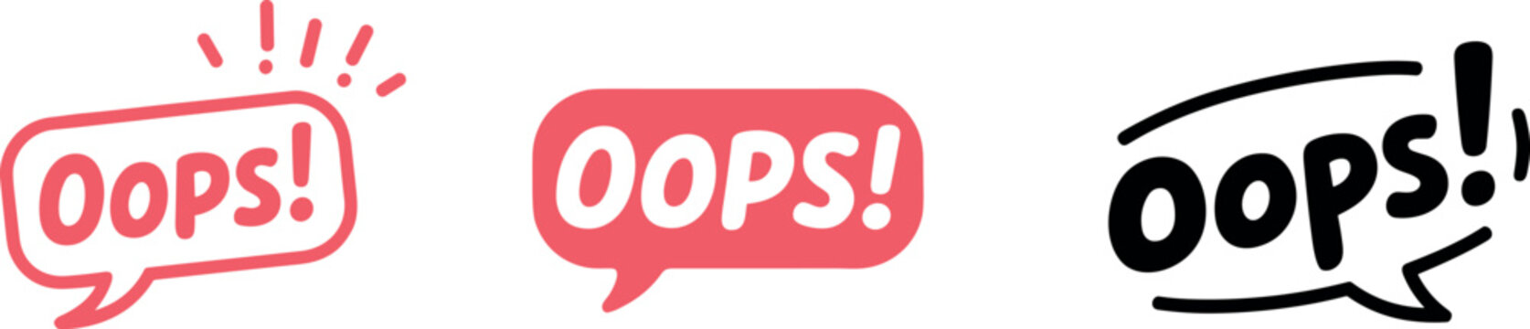 Funny speech bubble with oops exclamation for mistakes or errors