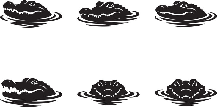  An alligator s head emerges from rippling water showcasing silhouette vector