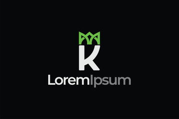 Fototapeta premium Letter K with crown logo template vector image
