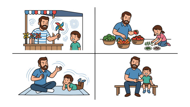 A Father's Day Mosaic: Four vignettes capture the warmth and joy of a father-child relationship.