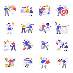 Fototapeta premium Set of Business Flat Illustrations
