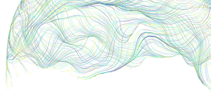 Colorful abstract background with flowing lines and dots, symbolizing data flow and complexity.