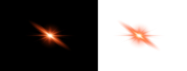 Fototapeta premium Dramatic red light effect starburst flare on black background for visual impact